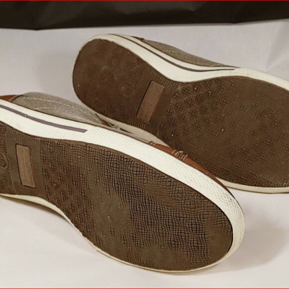 American Eagle Men's Sneakers Size 10 Brown Leather & Canvas Two Tone Lo-top - Picture 6 of 6